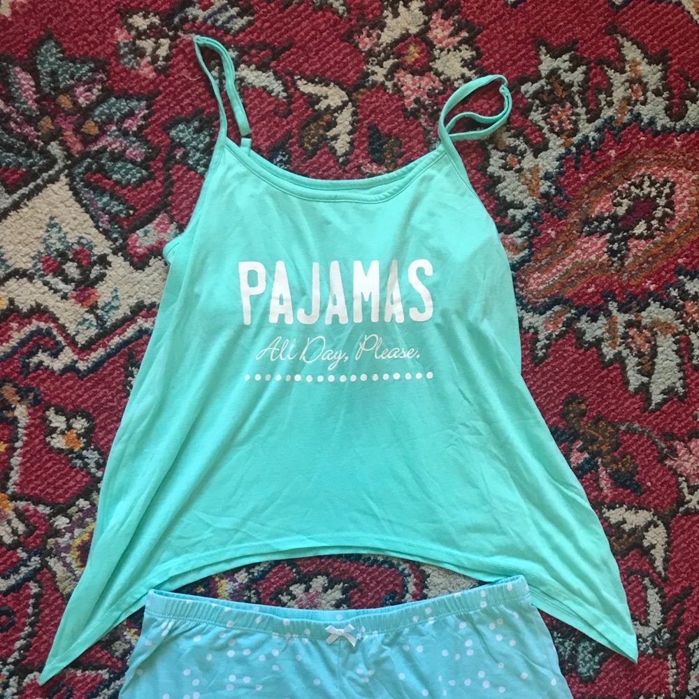 Blue ruffle shorts pajama set